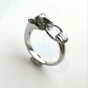 Panther sterling silver ring chrome diopside eyes size 8